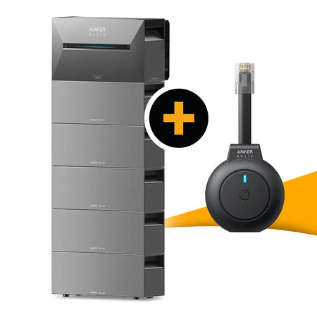 Anker SOLIX Solarbank 3 E2700 Pro met P1-meter + opslaguitbreiding, zonne-energie opslag, oranje podium, wit.