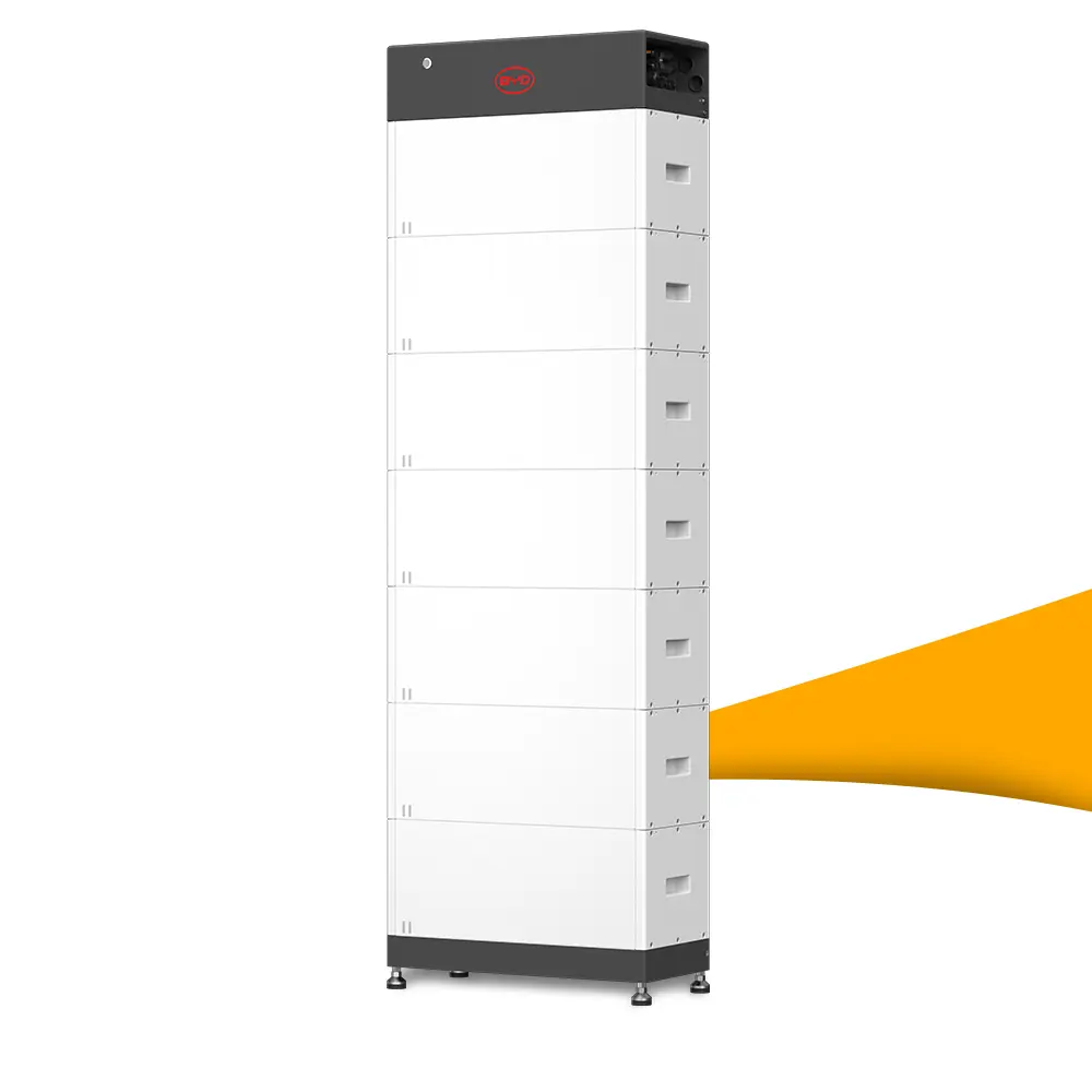 BYD HVM+ 19.3 Battery-Box opslagsysteem kopen bij solago.nl – product op wit met oranje podium