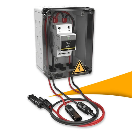 Citel CiPlug1-DP6-1-XS generator aansluitbox kopen bij solago.nl – kast op witte achtergrond met oranje podium