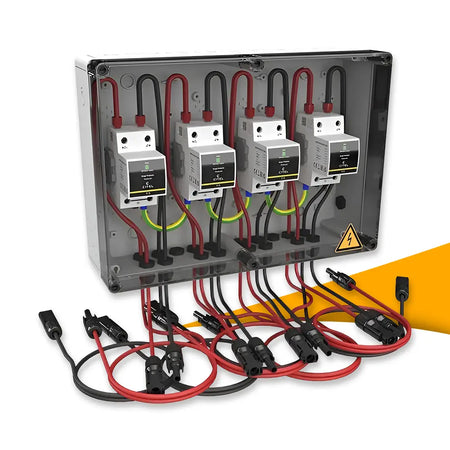 Citel CiPlug4-DP6-1-XS generator aansluitbox kopen bij solago.nl – kast op witte achtergrond met oranje podium