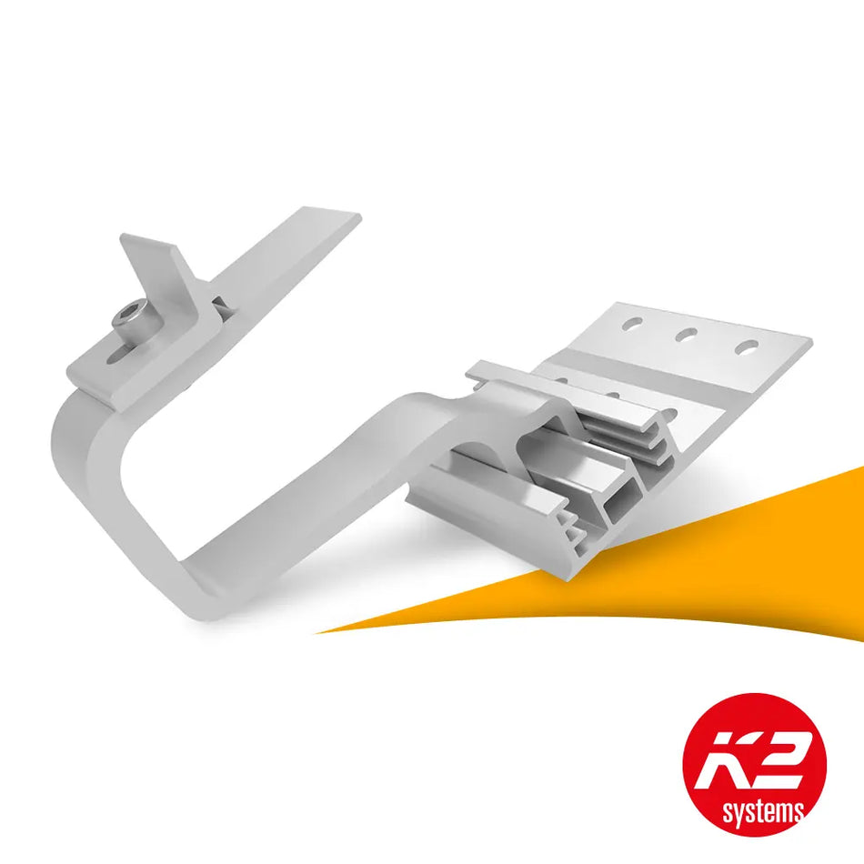 K2 SingleHook 3S Light dakhaak 2004795 kopen bij solago.nl, dakmontage voor zonnepanelen op witte achtergrond met oranje podium productfoto