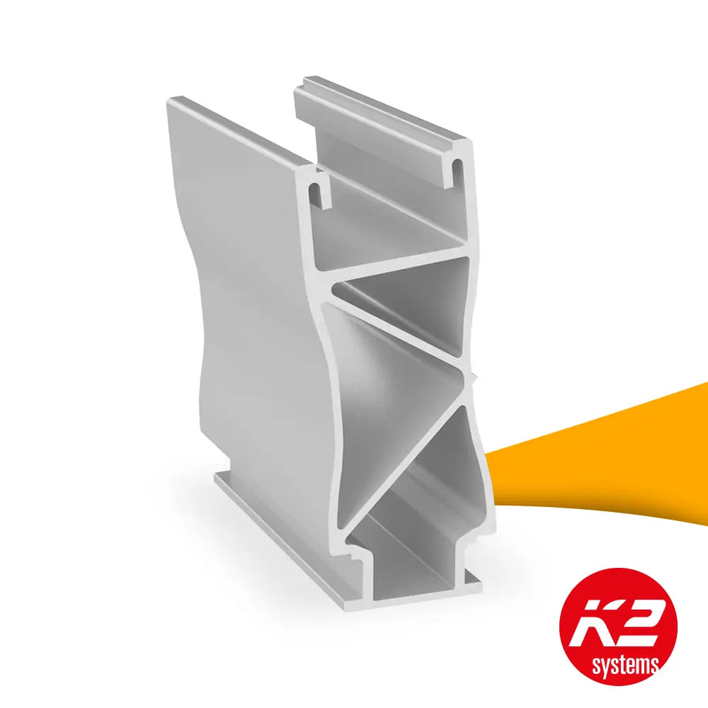 K2 MiniFive MK2 Front 2004212 kopen bij solago.nl, frontpaneel voor montagesysteem zonnepanelen op witte achtergrond met oranje podium productfoto