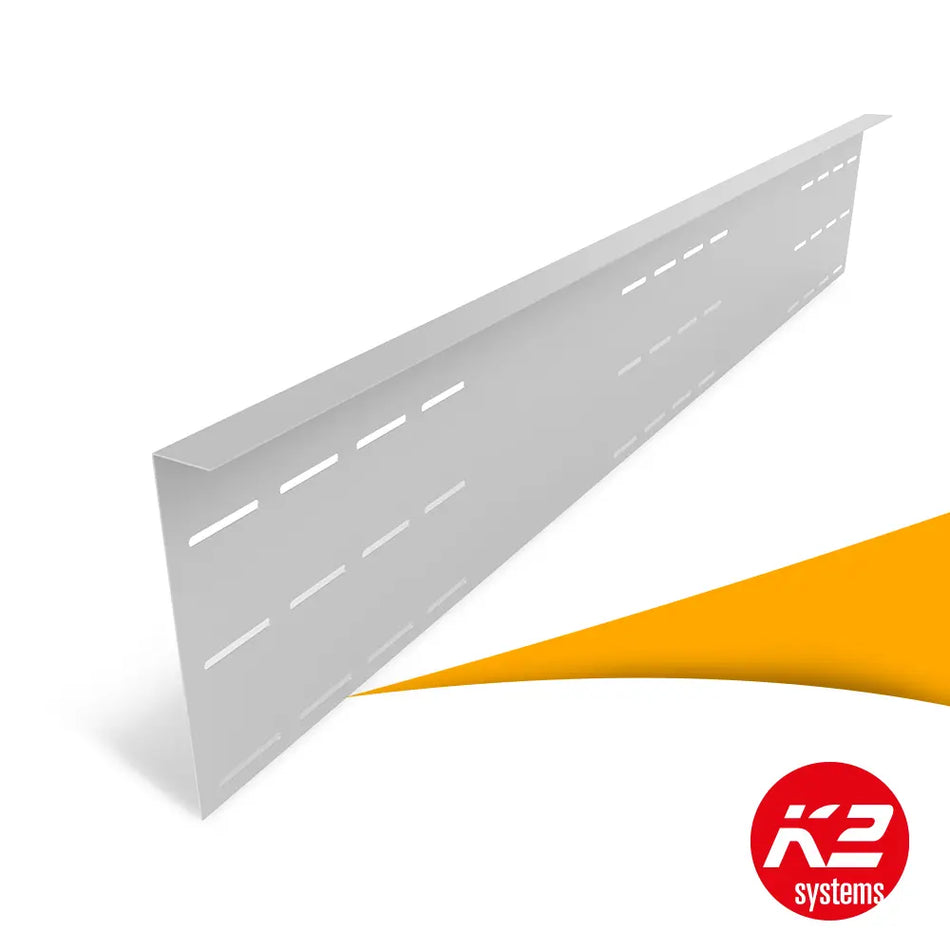 K2 S-Dome 6.15 Windbreaker long kopen bij solago.nl, winddeflector voor platdak montagesysteem op witte achtergrond met oranje podium productfoto