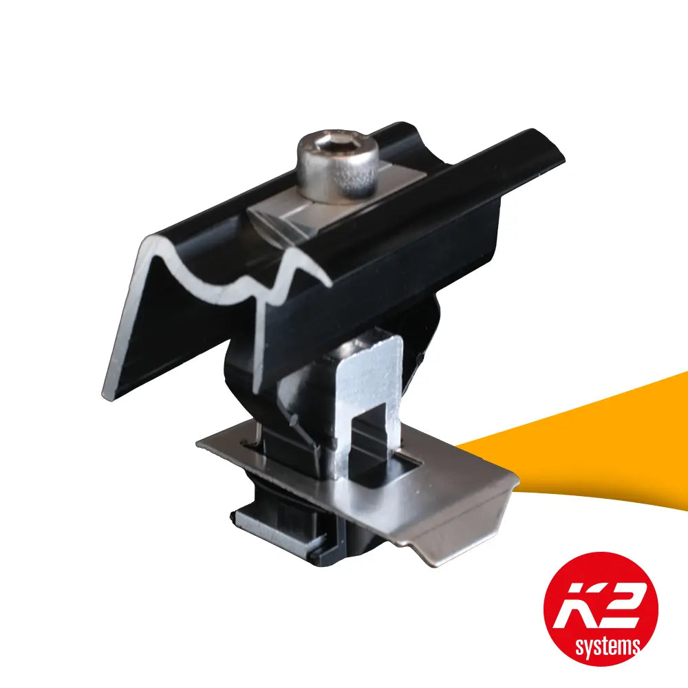 K2 OneEnd universele eindklem 30–42 mm zwart geanodiseerd 2002589 kopen bij solago.nl, eindklem voor montagerails op witte achtergrond met oranje podium productfoto