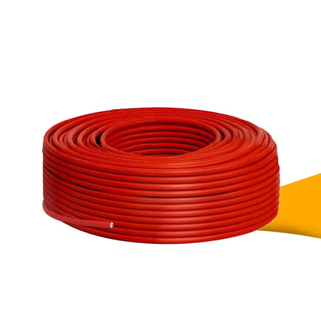 Solarkabel 6mm² rood H1Z2Z2-K kopen bij solago.nl, PV kabel op witte achtergrond met oranje podium