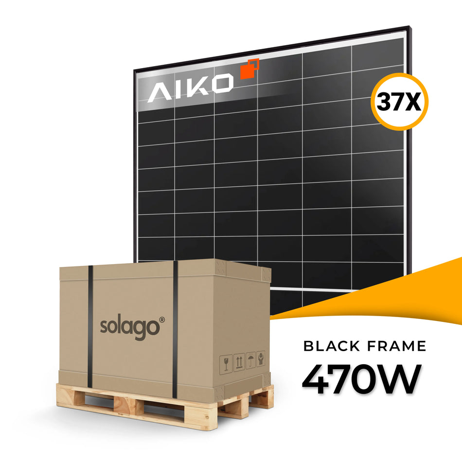 Aiko Solar 470W glas-glas zonnepaneel met zwart frame AIKO-A-MAH54Dw Neostar 2P+ – palletprijs (37 stuks) voor complete PV-installaties, nu solarmodules kopen bij solago.nl