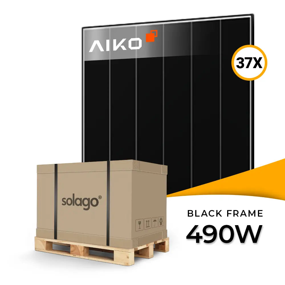 AIKO Solar 490W Black Frame Glas-Glas A490-MCE54Dw 3P+54 - Palletprijs (37 stuks)