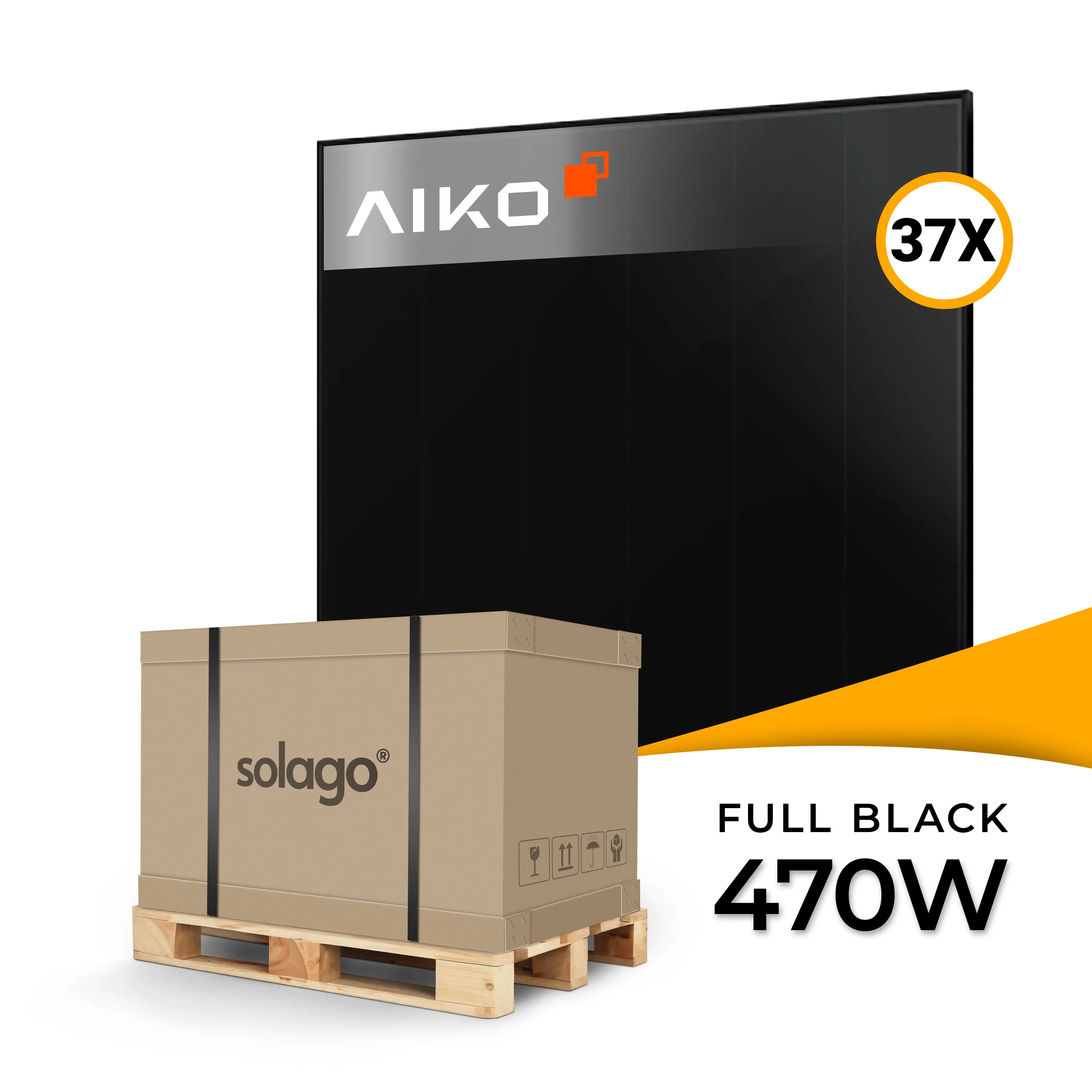 Aiko Solar 470W dual glass full black zonnepaneel AIKO-A470-MCE54Db Neostar 3S+ – palletprijs (37 stuks) voor PV-systemen, te koop bij solago.nl