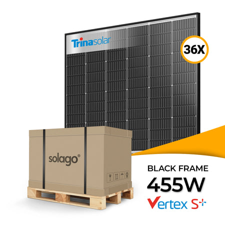 Trina Vertex S+ 455W glas-glas PV-module met zwart frame TSM-NEG9R.28 – palletprijs (36 stuks) voor sterke stroomproductie en duurzaam dubbelglas ontwerp, nu PV-modules kopen bij solago.nl