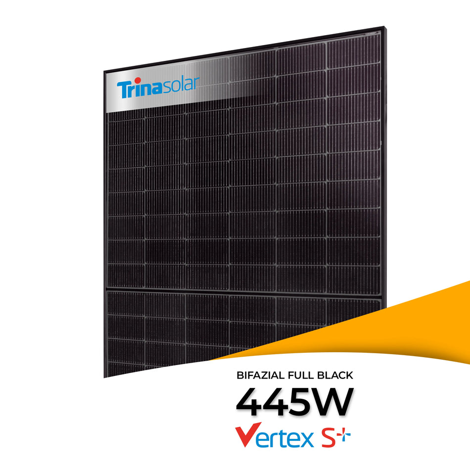 Trina Vertex S+ 445W bifaciaal glas-glas full black PV-module TSM-NEG9RC.27 – efficiënte dubbelglas module voor sterke energieopbrengst (staffelprijs), nu PV-modules kopen bij solago.nl