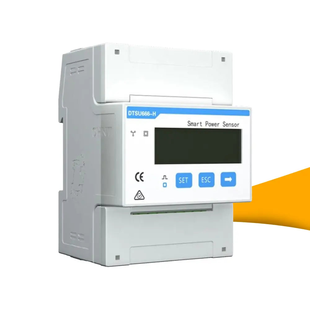 Huawei DTSU666-H 250A Power Smart Meter kopen bij solago.nl – slimme meter op witte achtergrond met oranje podium