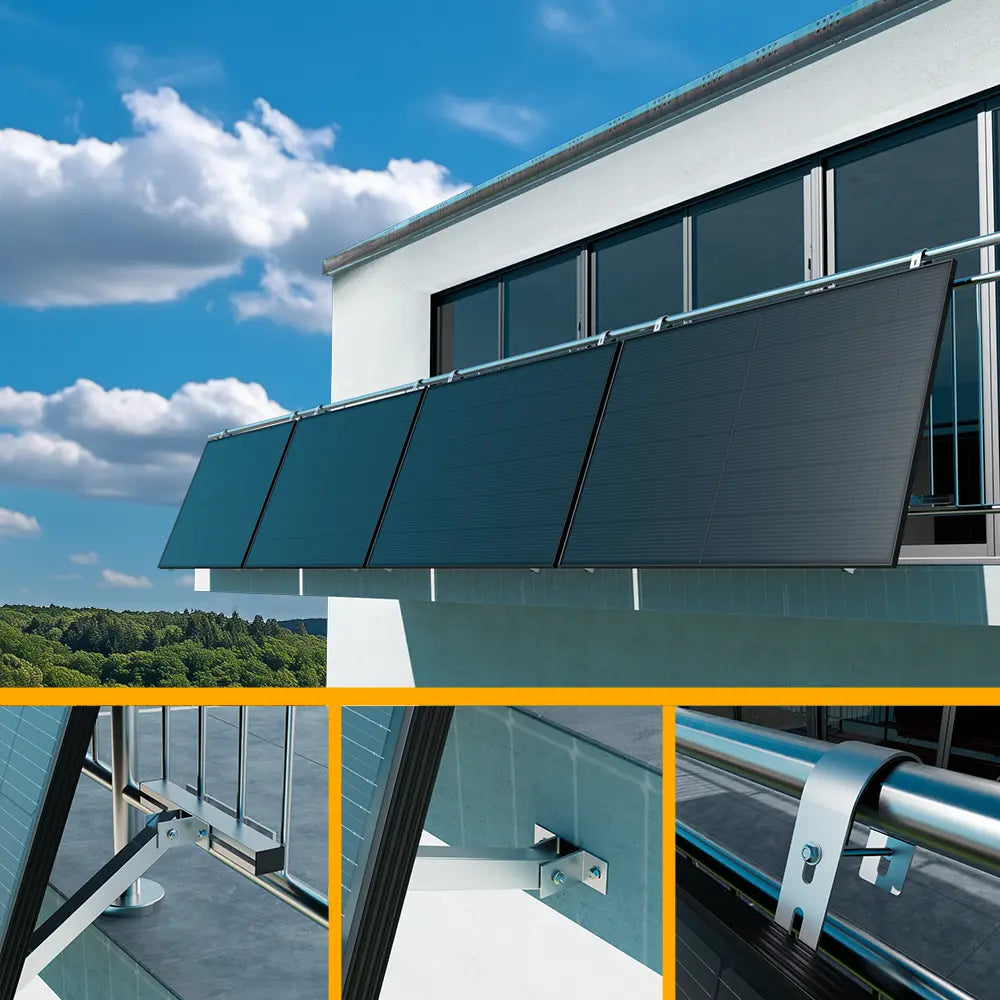 Balkonkraftwerk montagebeugel voor 4 zonnepanelen balkon kopen bij solago.nl