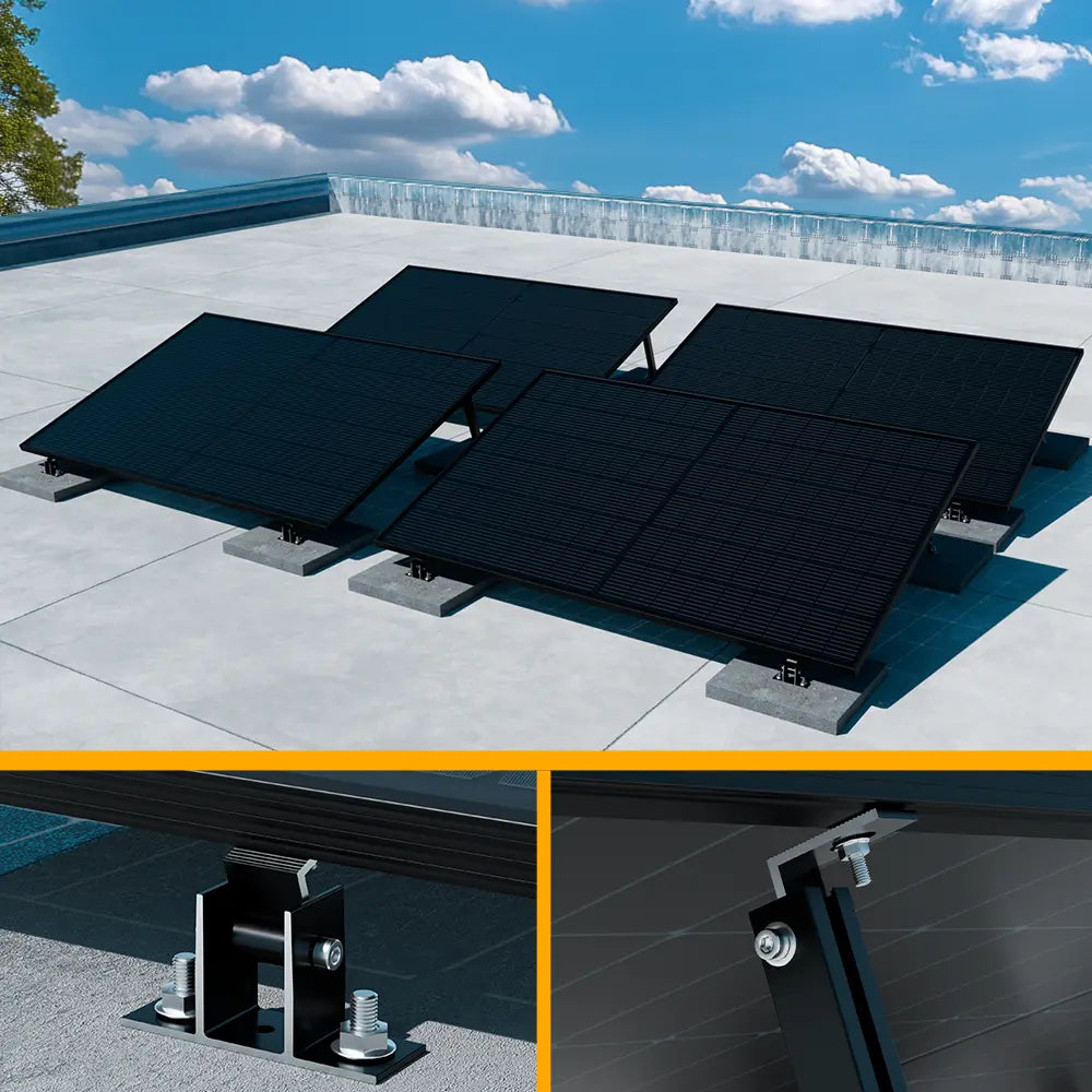 Balkonkraftwerk montagebeugel voor 4 zonnepanelen plat dak kopen bij solago.nl