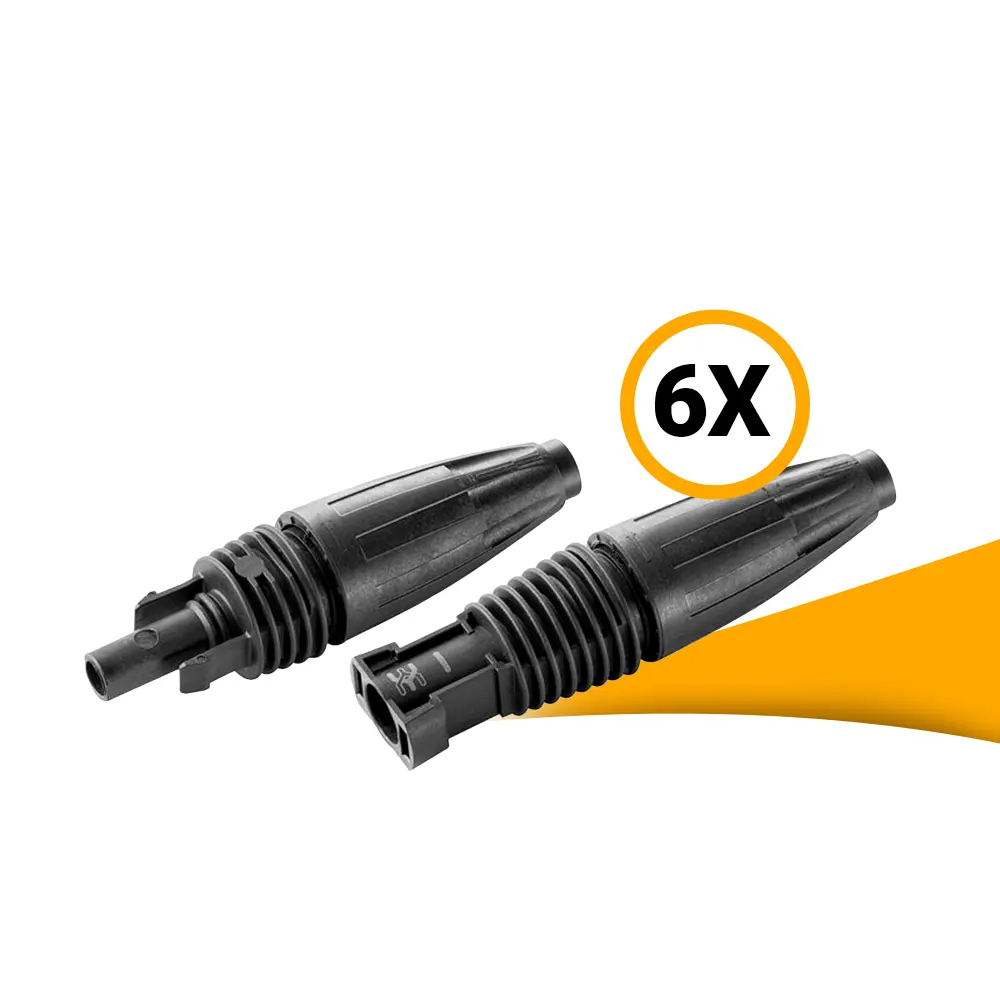 Weidmueller PV-Stick 6-delige set – zwarte PV-stekkerconnectoren voor solarkabels