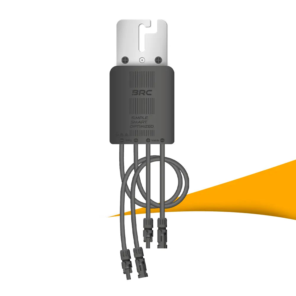 BRC Power Optimizer M600-E kopen bij solago.nl – optimizer voor zonnepanelen op wit met oranje podium